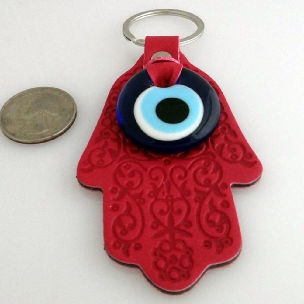 Evil Eye Hamsa Hand key chain - Red